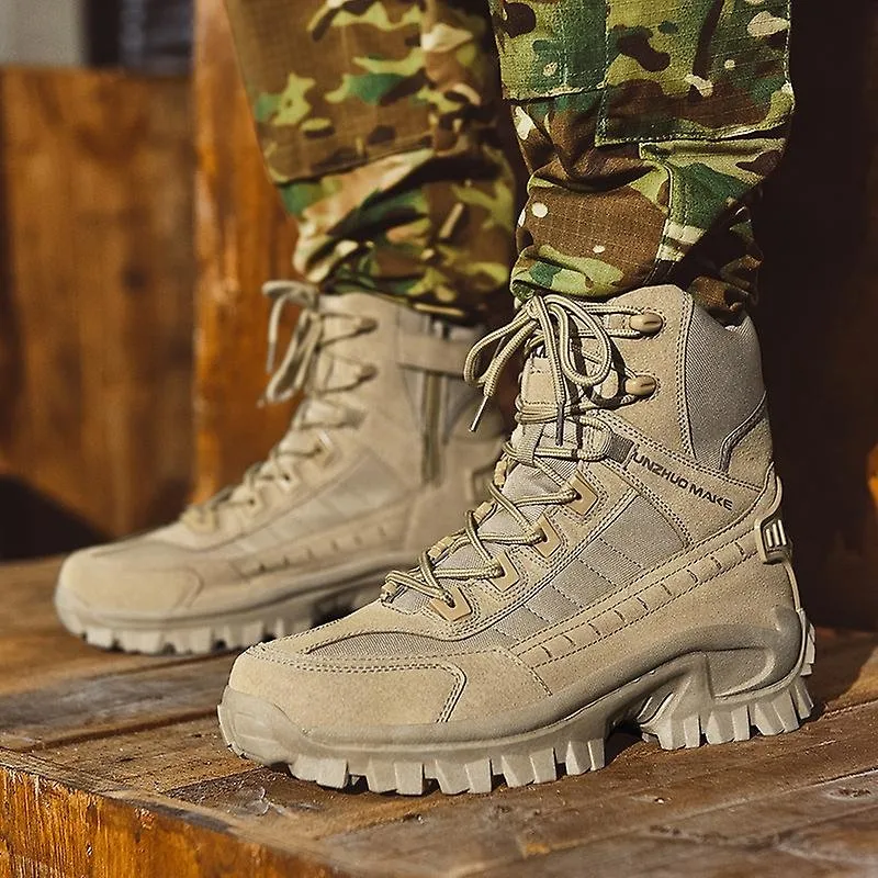 2024Men's Waterproof Outdoor Puncture Resistant Combat Boots (Upgraded Durability)