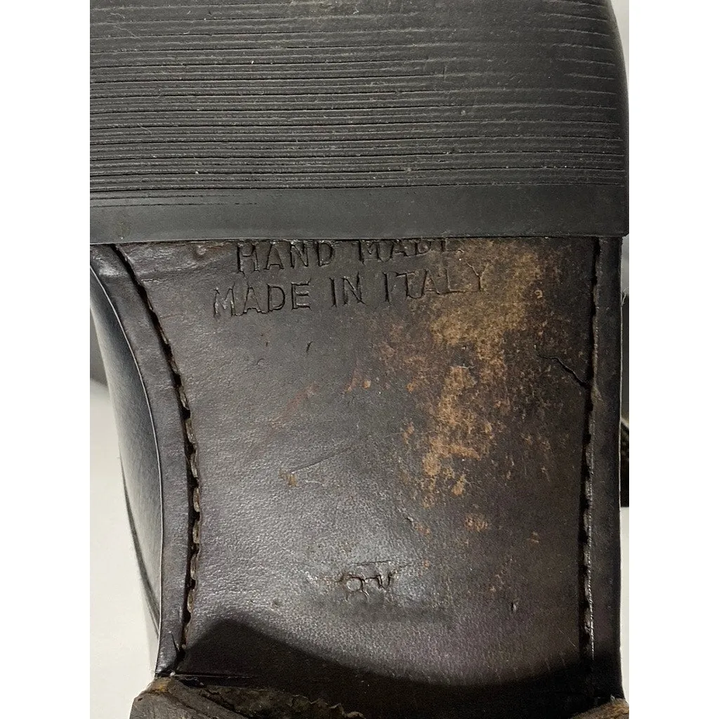 BARNEYS NEW YORK Men's Vintage Black Leather Round-Toe Monk Strap Loafer 8.5