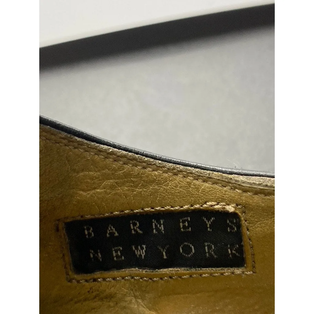 BARNEYS NEW YORK Men's Vintage Black Leather Round-Toe Monk Strap Loafer 8.5
