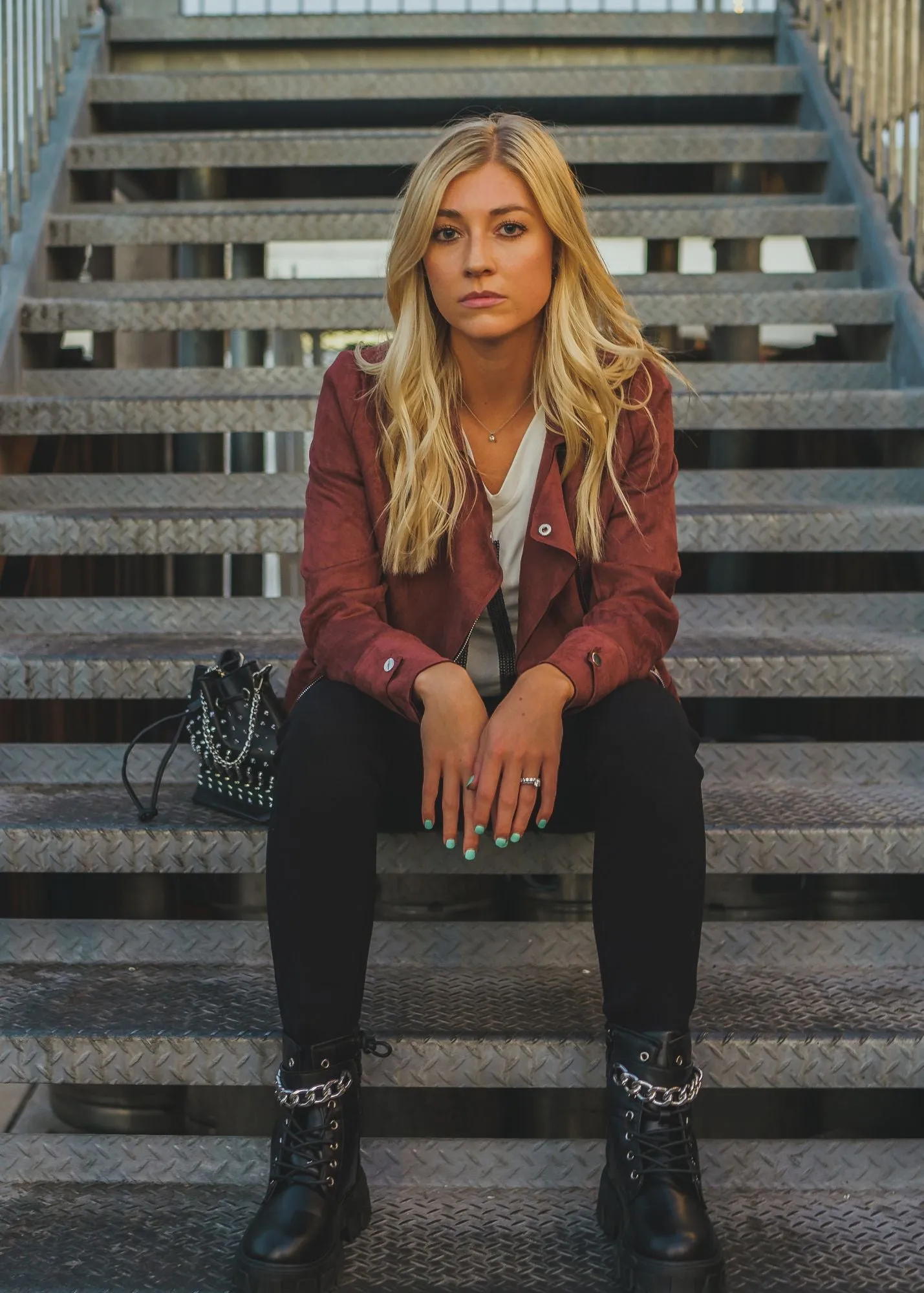 Black Chained Combat Boot