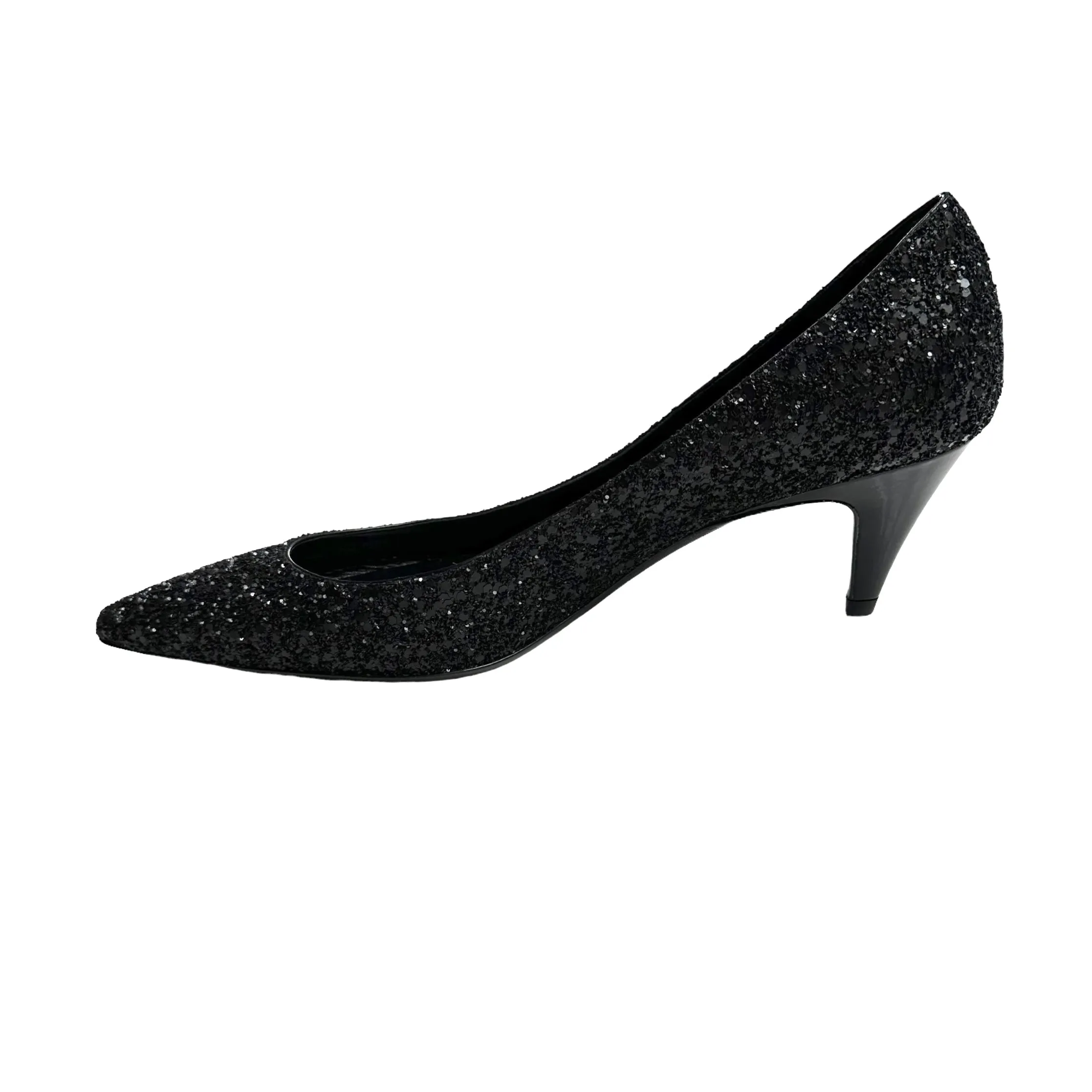 Black Sparkly Matte Heels - 9