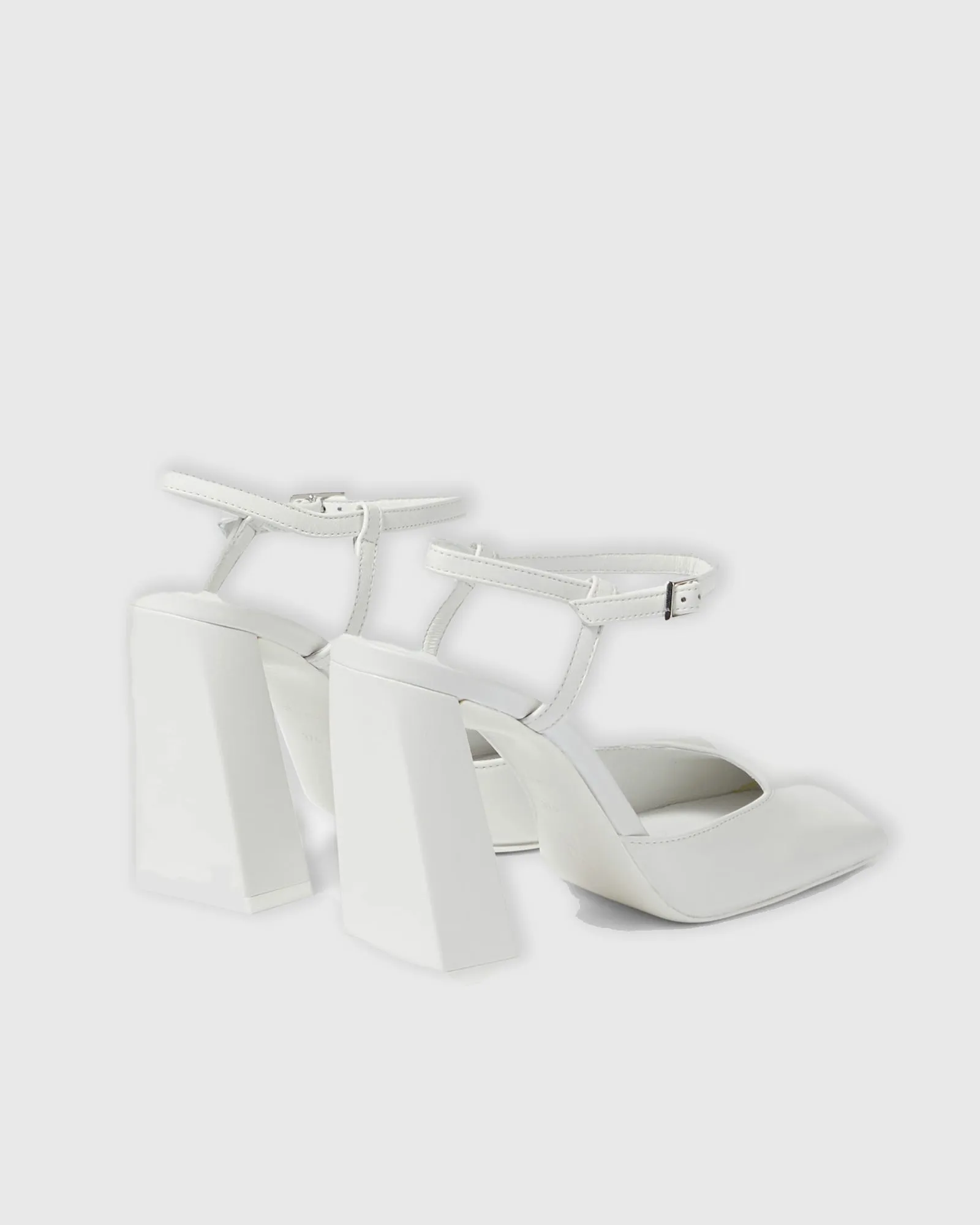 Brio Satin Strap Pumps In White