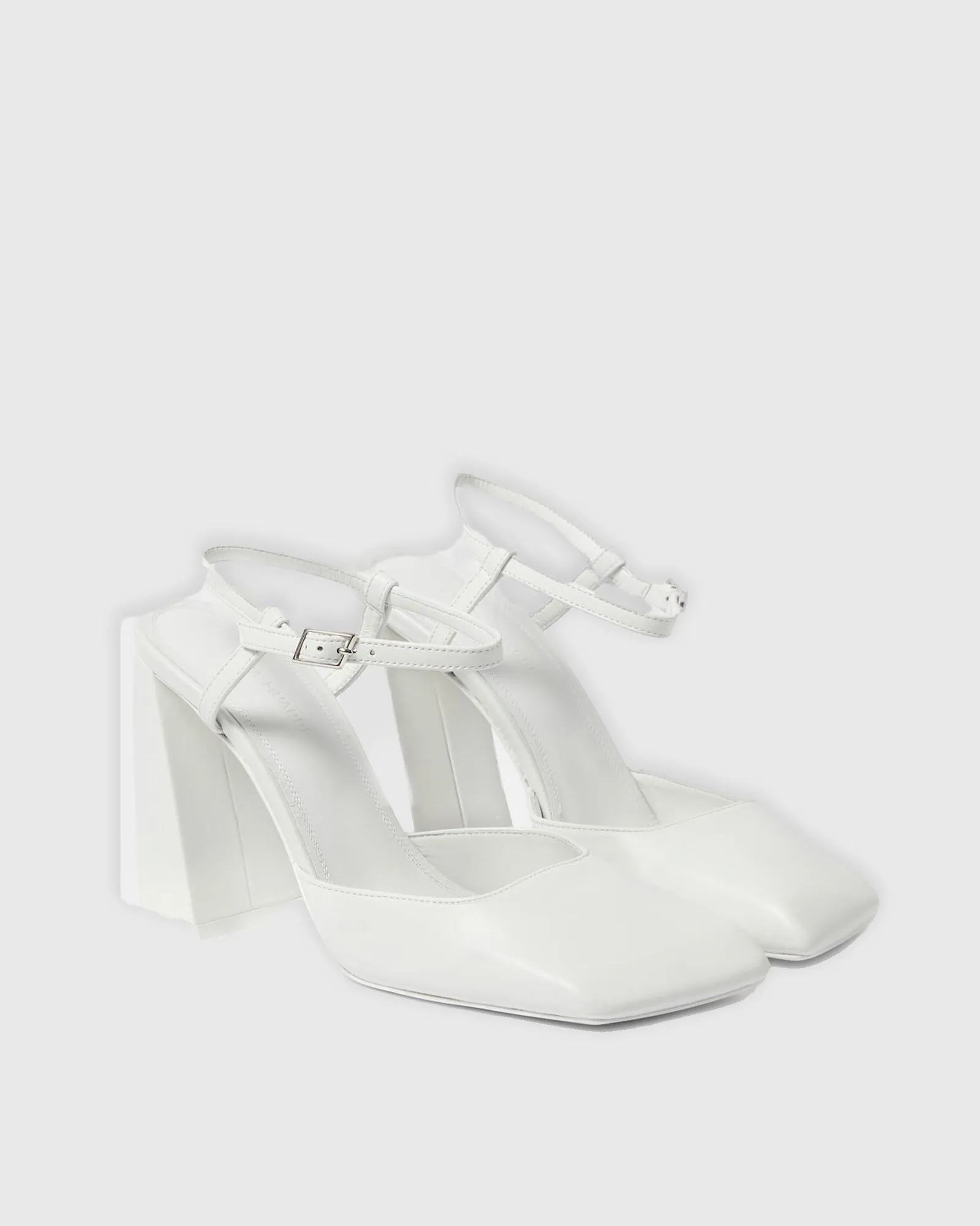 Brio Satin Strap Pumps In White