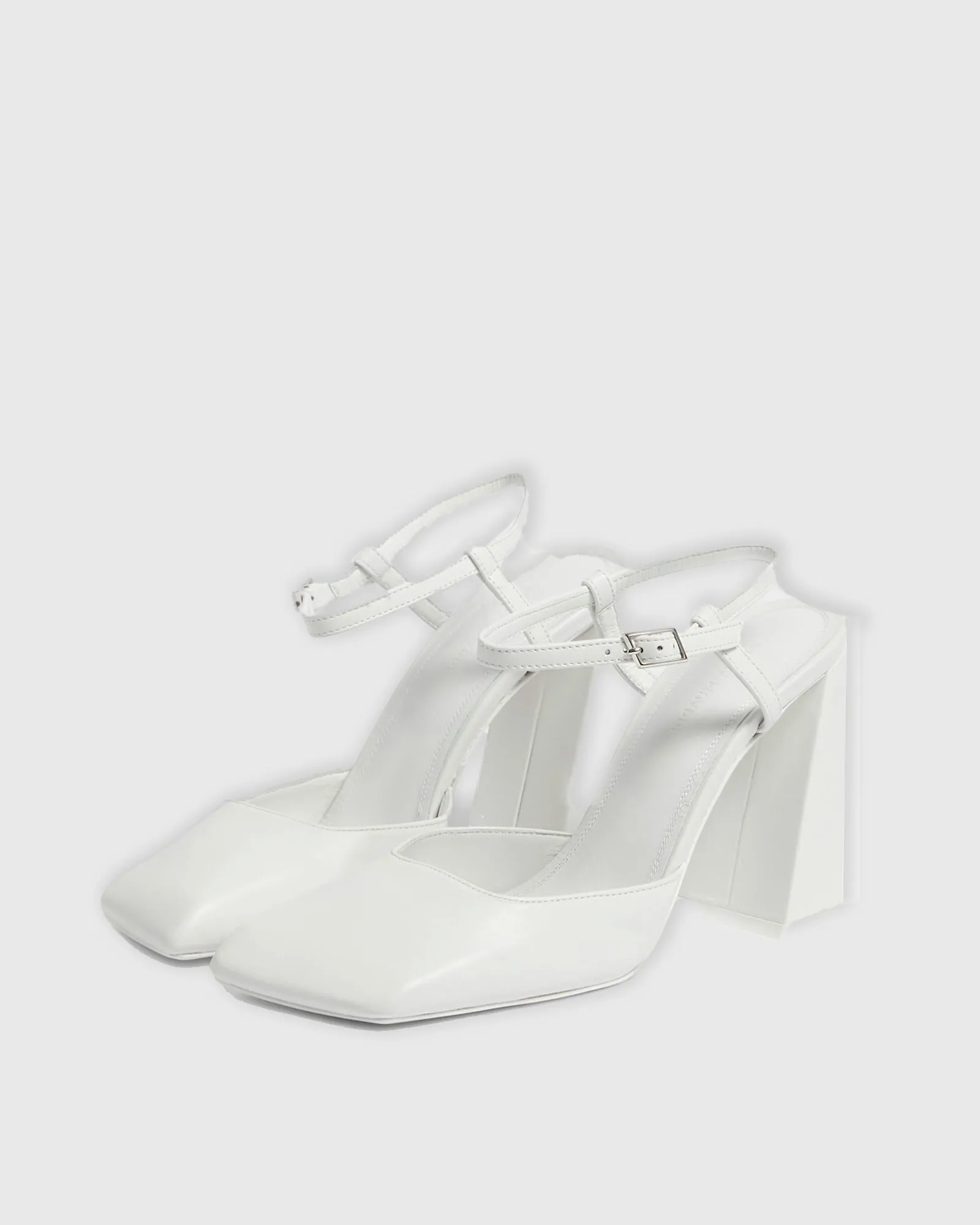 Brio Satin Strap Pumps In White