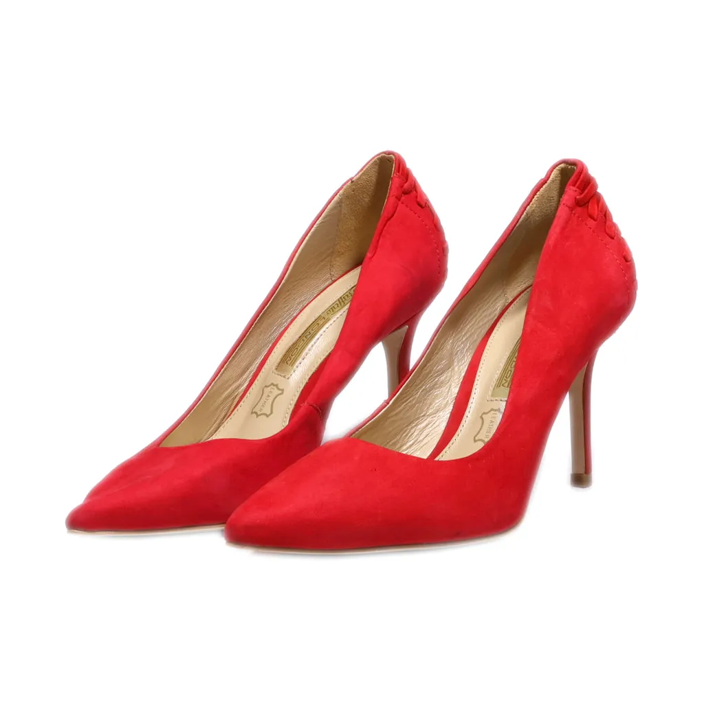 Buffalo High-Heel Shoes Suede Red Colour For Women
