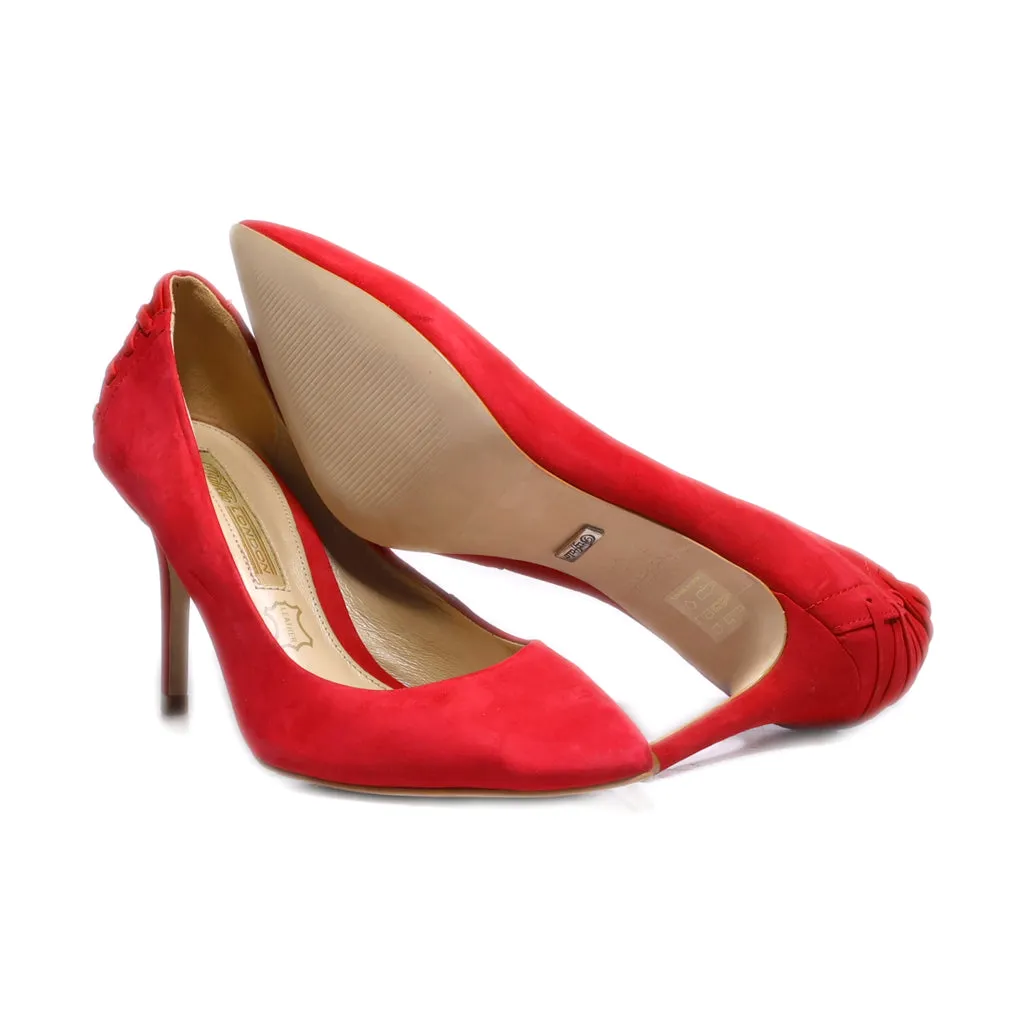Buffalo High-Heel Shoes Suede Red Colour For Women