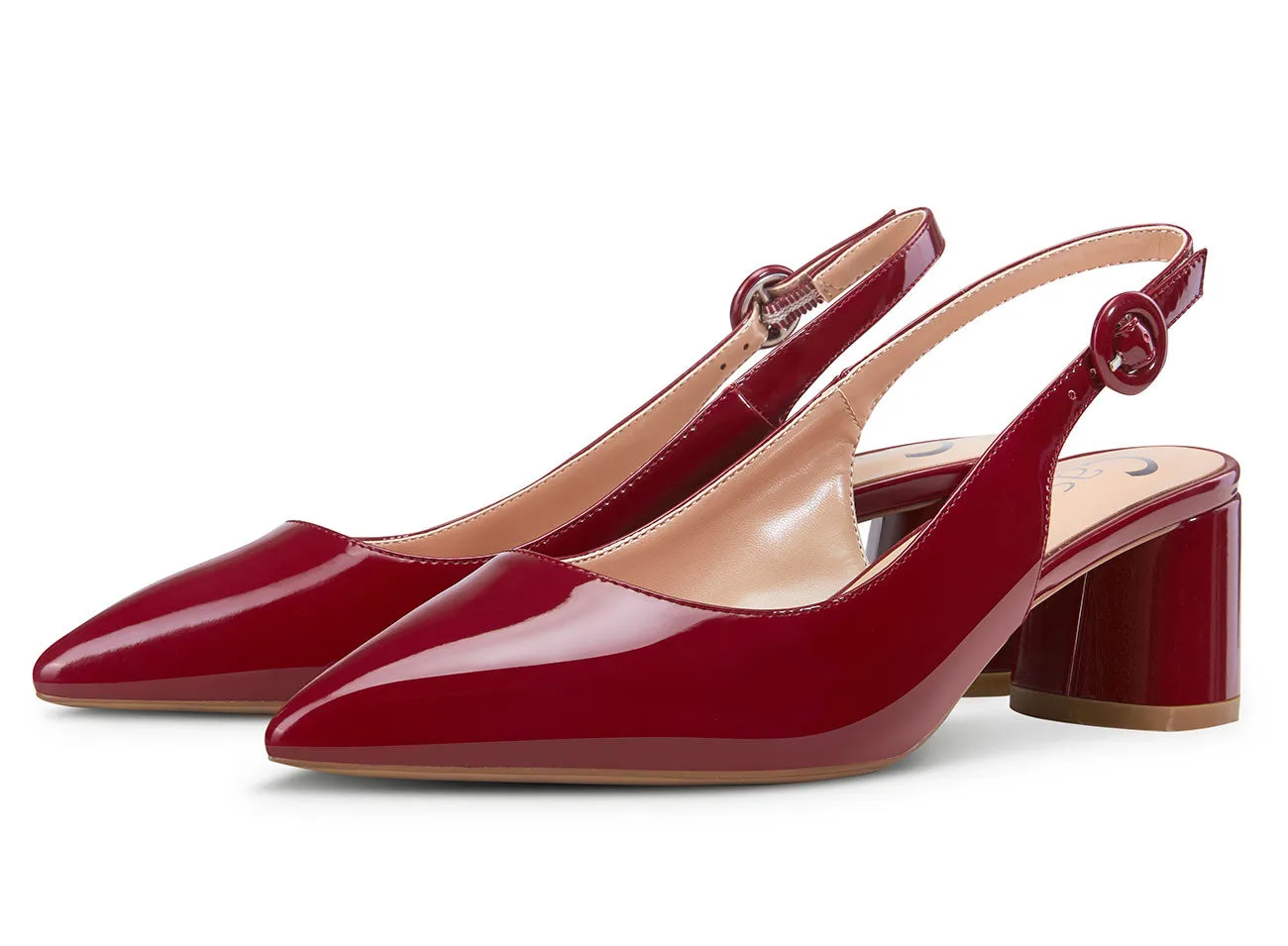 CASTAMERE Womens Chunky Block Heels Slingback Pumps Slip-on Pointy Toe 5CM Heel Sandals