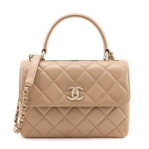 Chanel Beige Lambskin Small Trendy CC Top Handle Flap Bag
