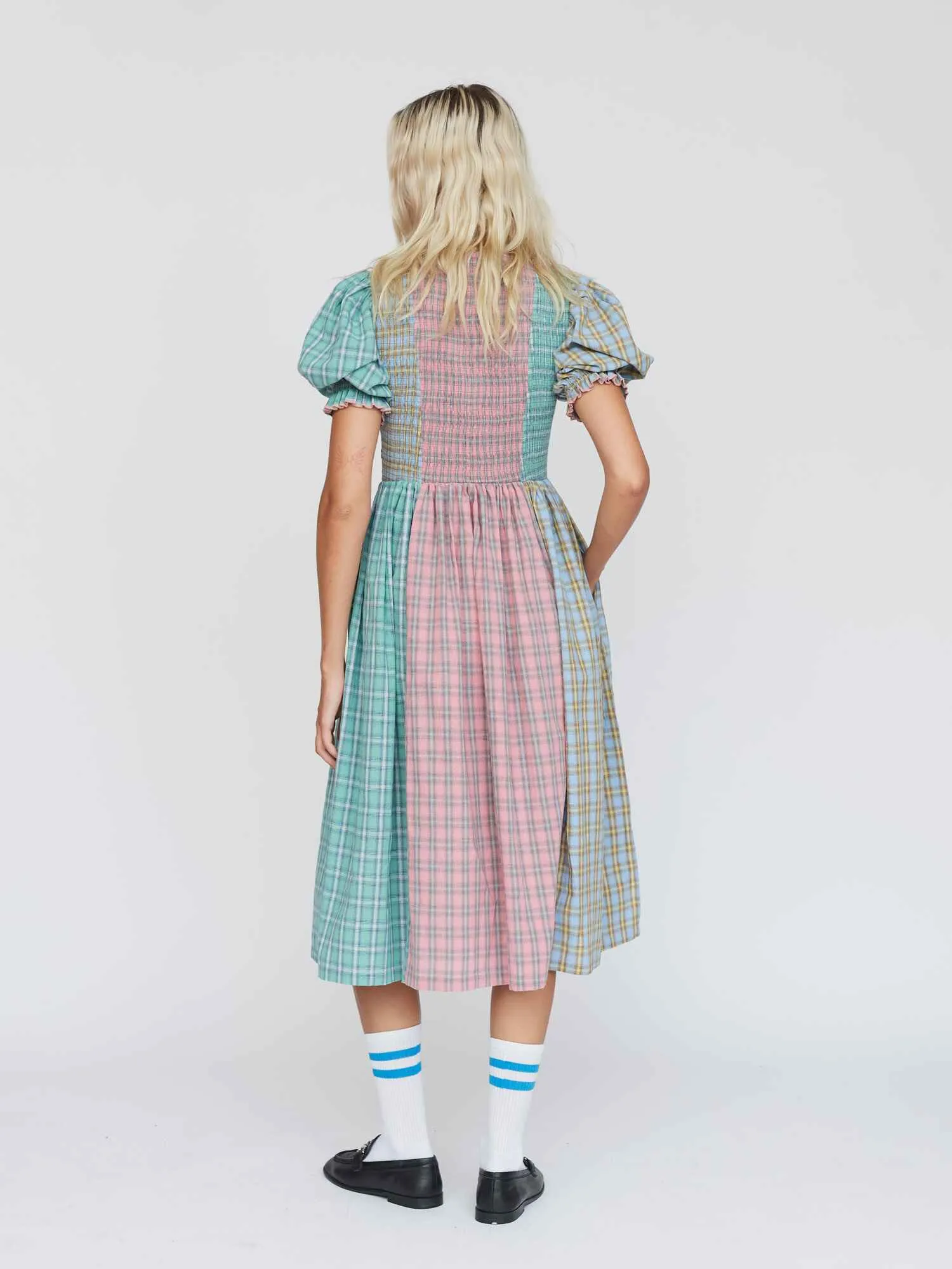 Checking You Out Shirred Dress