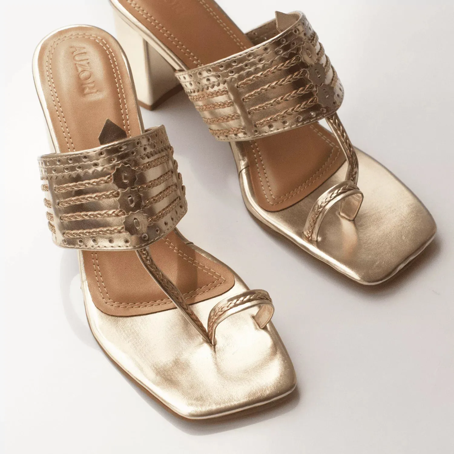 Classic Kolhapuri Golden Heels