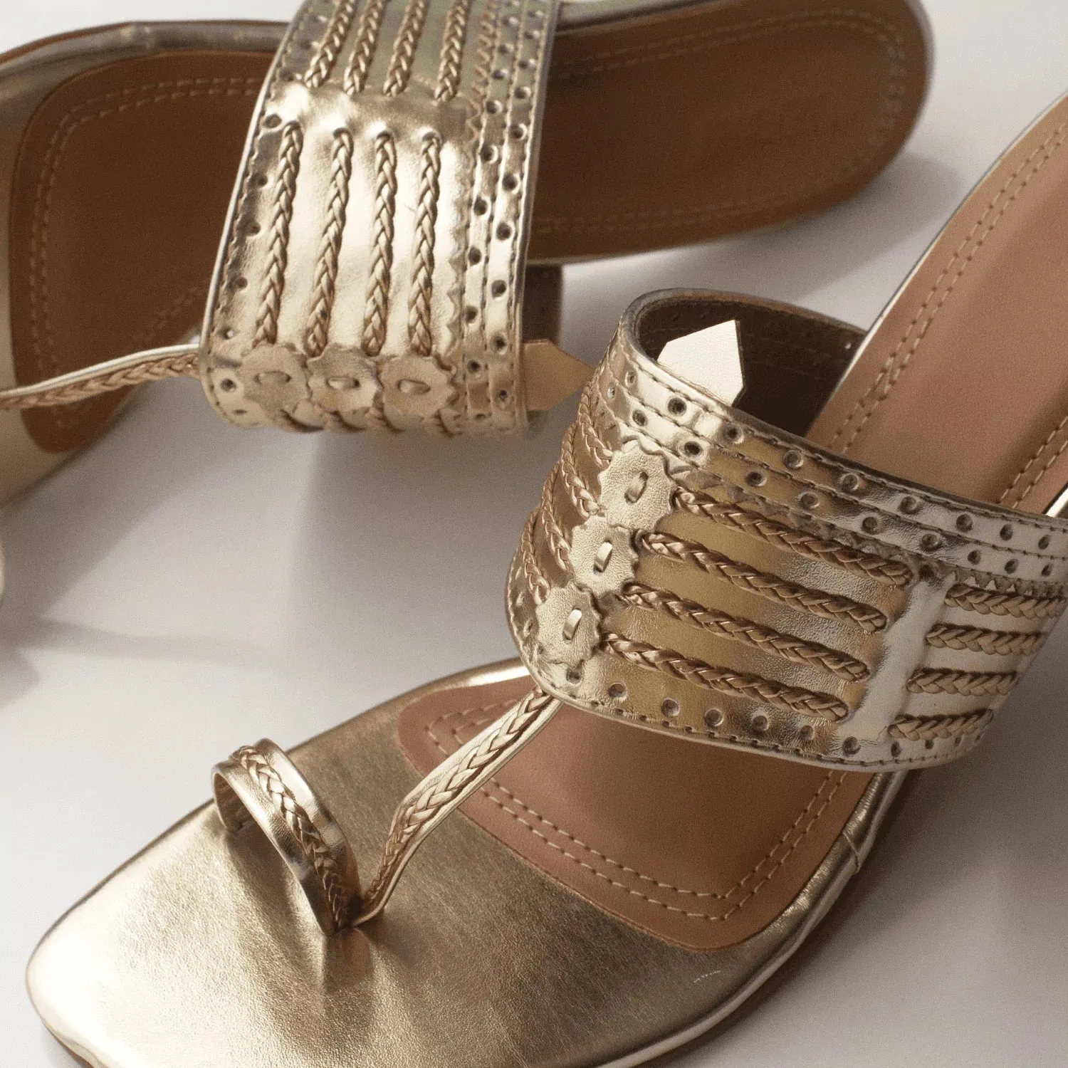 Classic Kolhapuri Golden Heels