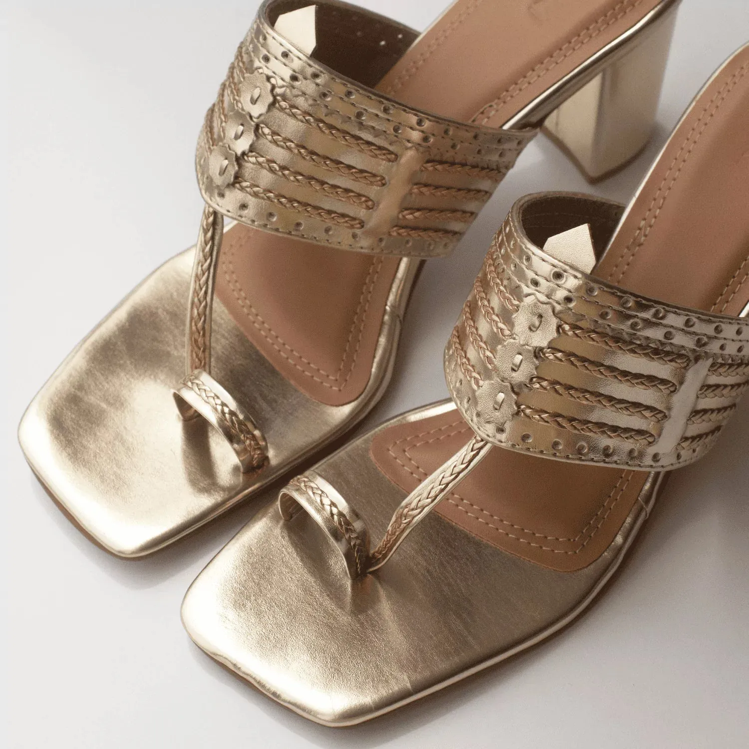 Classic Kolhapuri Golden Heels