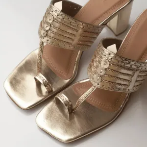 Classic Kolhapuri Golden Heels