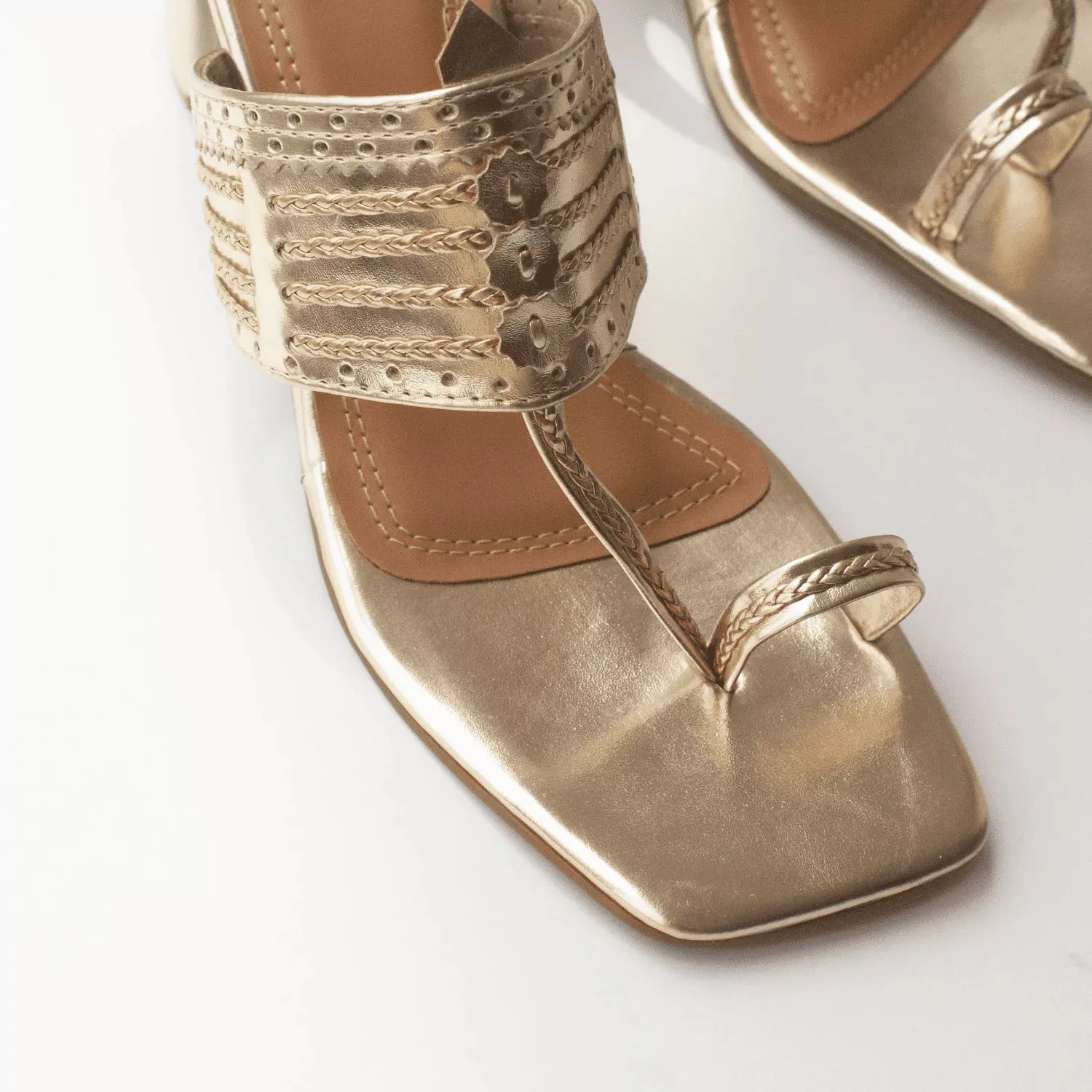 Classic Kolhapuri Golden Heels