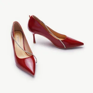 Crystal Chain Pumps (Anna) Red