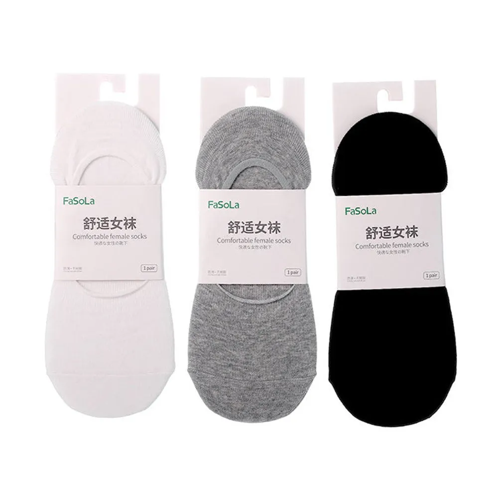 FaSoLa Women's Cotton No-Show Socks - Black, 1 Pair
