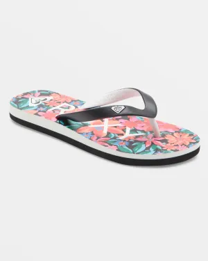 Girls 4-16 Tahiti Flip-Flops - Black/Cactus Flower