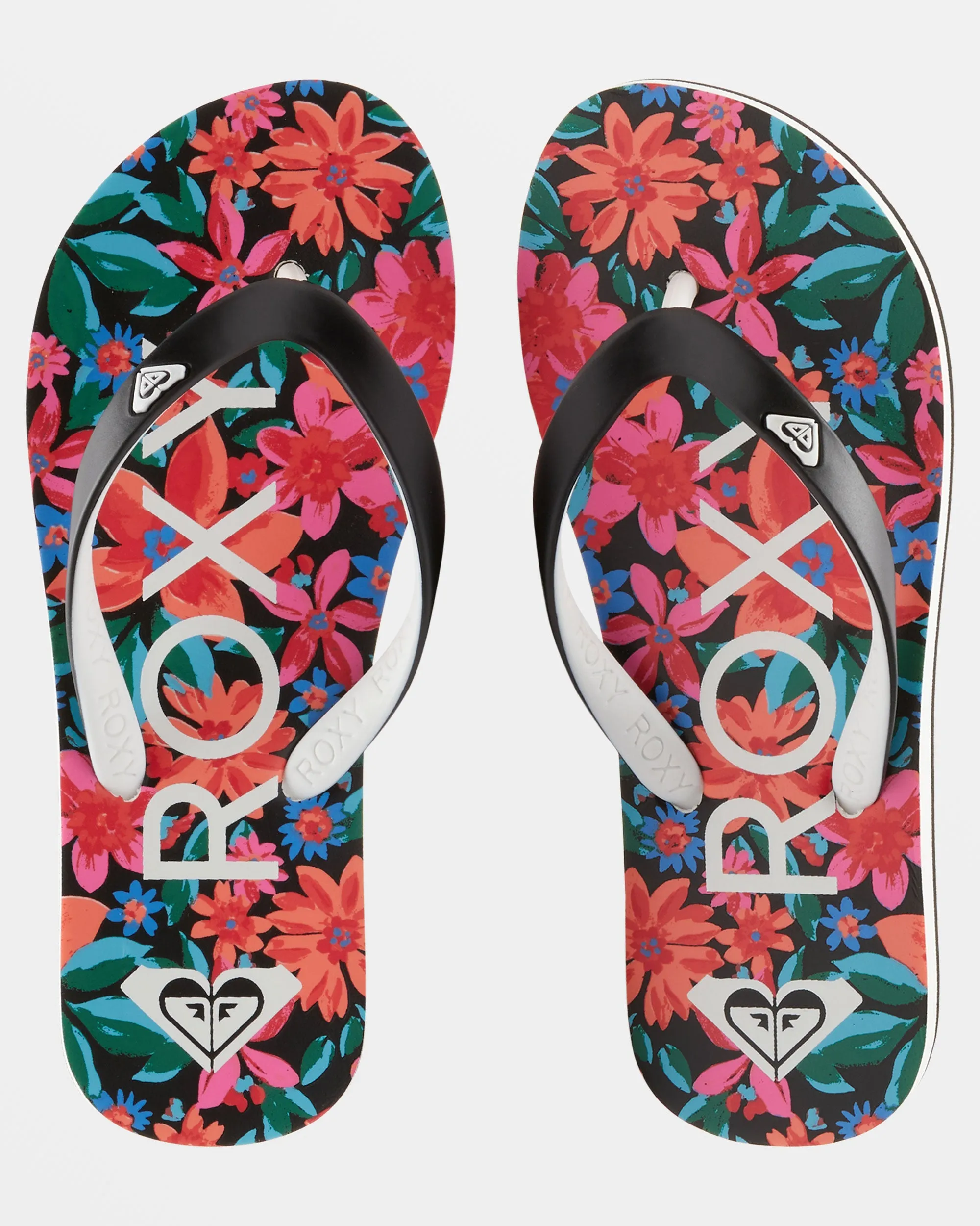 Girls 4-16 Tahiti Flip-Flops - Black/Cactus Flower