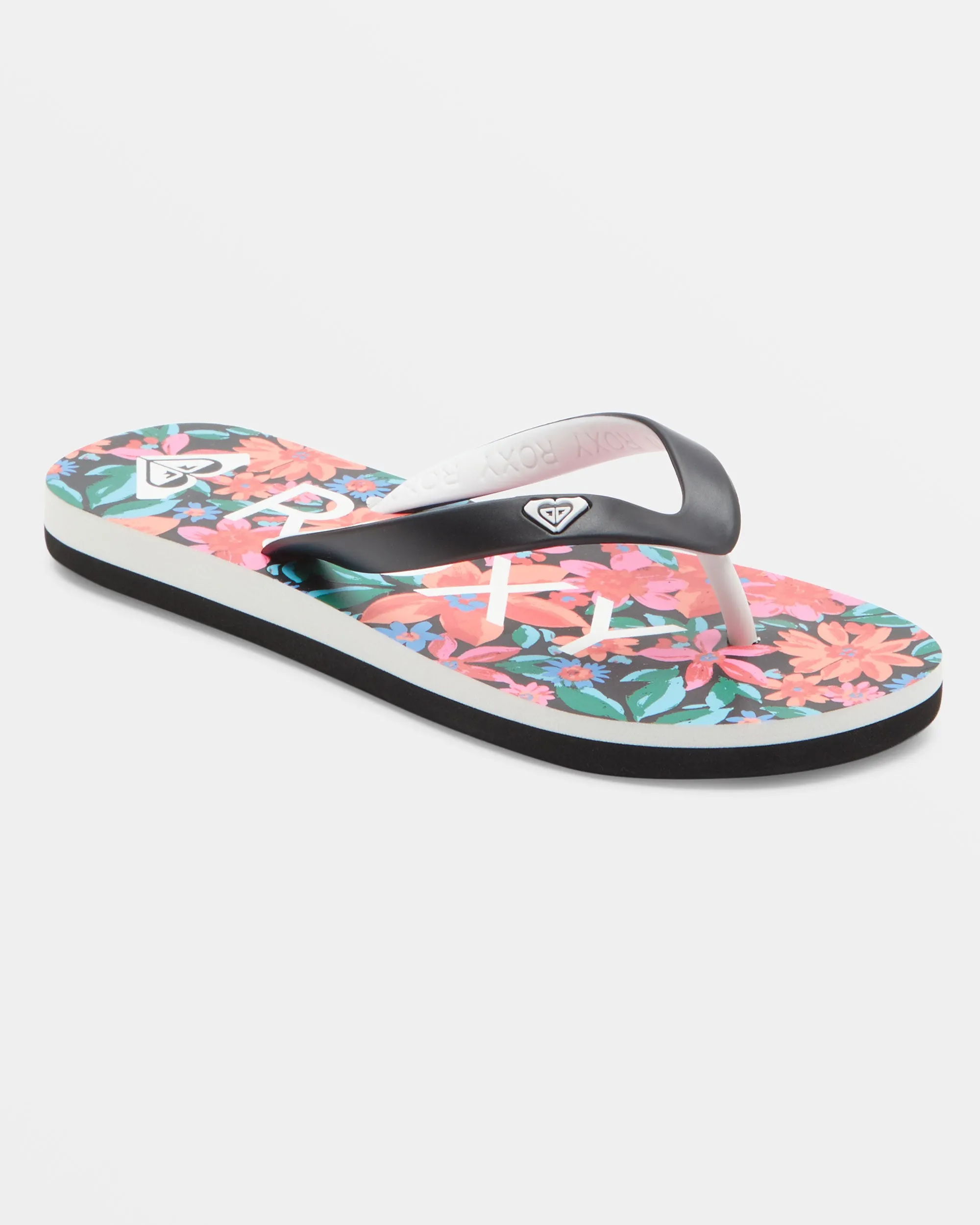 Girls 4-16 Tahiti Flip-Flops - Black/Cactus Flower