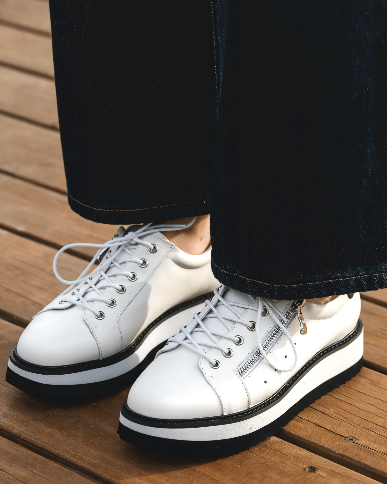 GOODLUCK PLATFORM SNEAKERS WHITE LEATHER