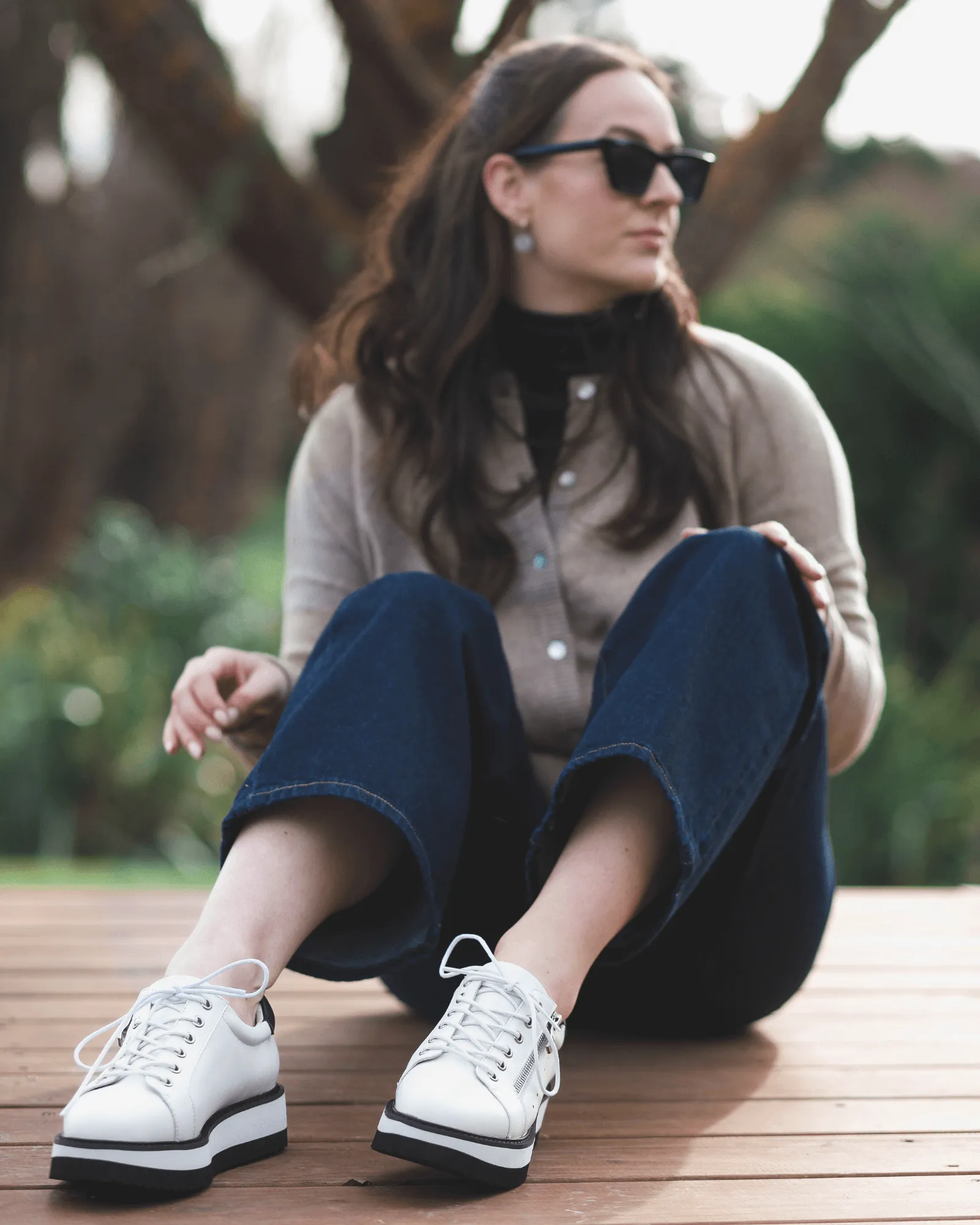 GOODLUCK PLATFORM SNEAKERS WHITE LEATHER