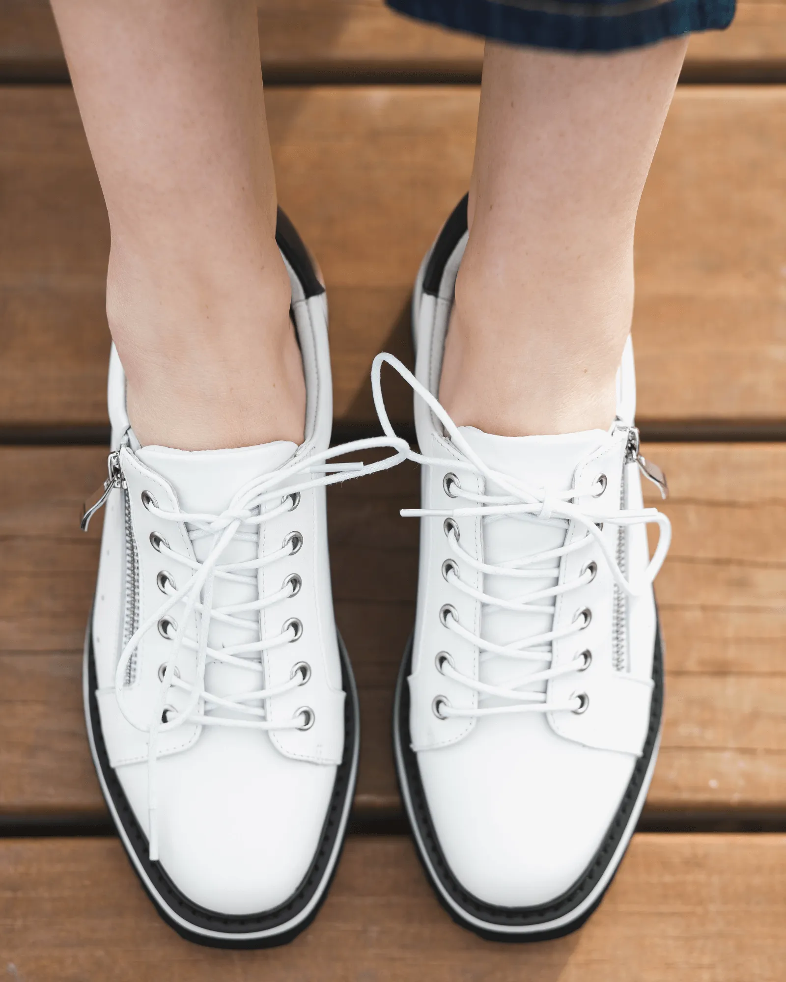 GOODLUCK PLATFORM SNEAKERS WHITE LEATHER