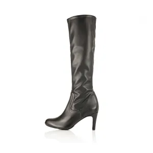 Isla Extra-Wide Fit Knee High Boots - Black Leather/Fabric Mix