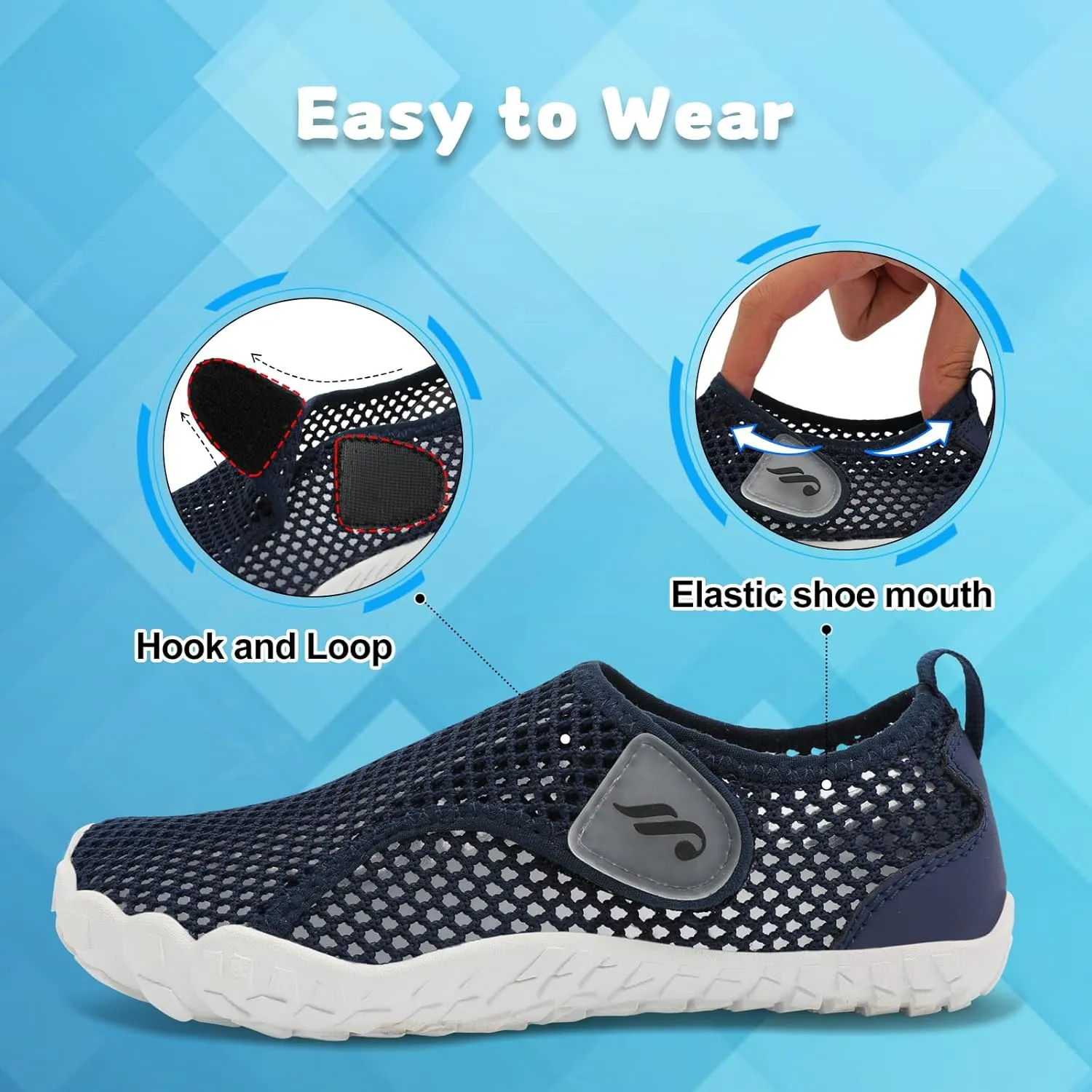 JIASUQI Kids Water Shoes for Boys Girls Barefoot Swim Beach Shoes Quick Dry Hiking Shoes Sneakers for Kids