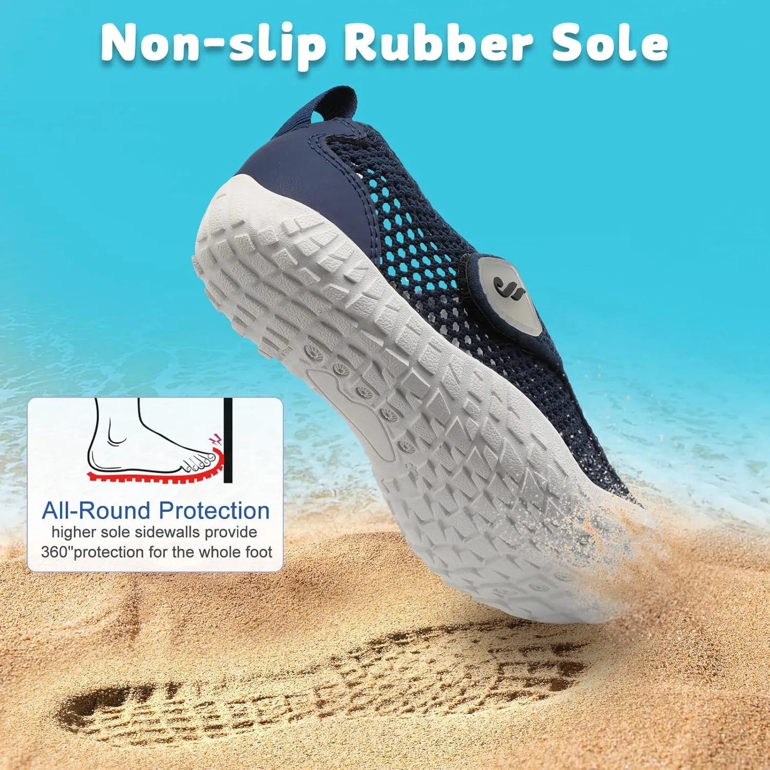 JIASUQI Kids Water Shoes for Boys Girls Barefoot Swim Beach Shoes Quick Dry Hiking Shoes Sneakers for Kids
