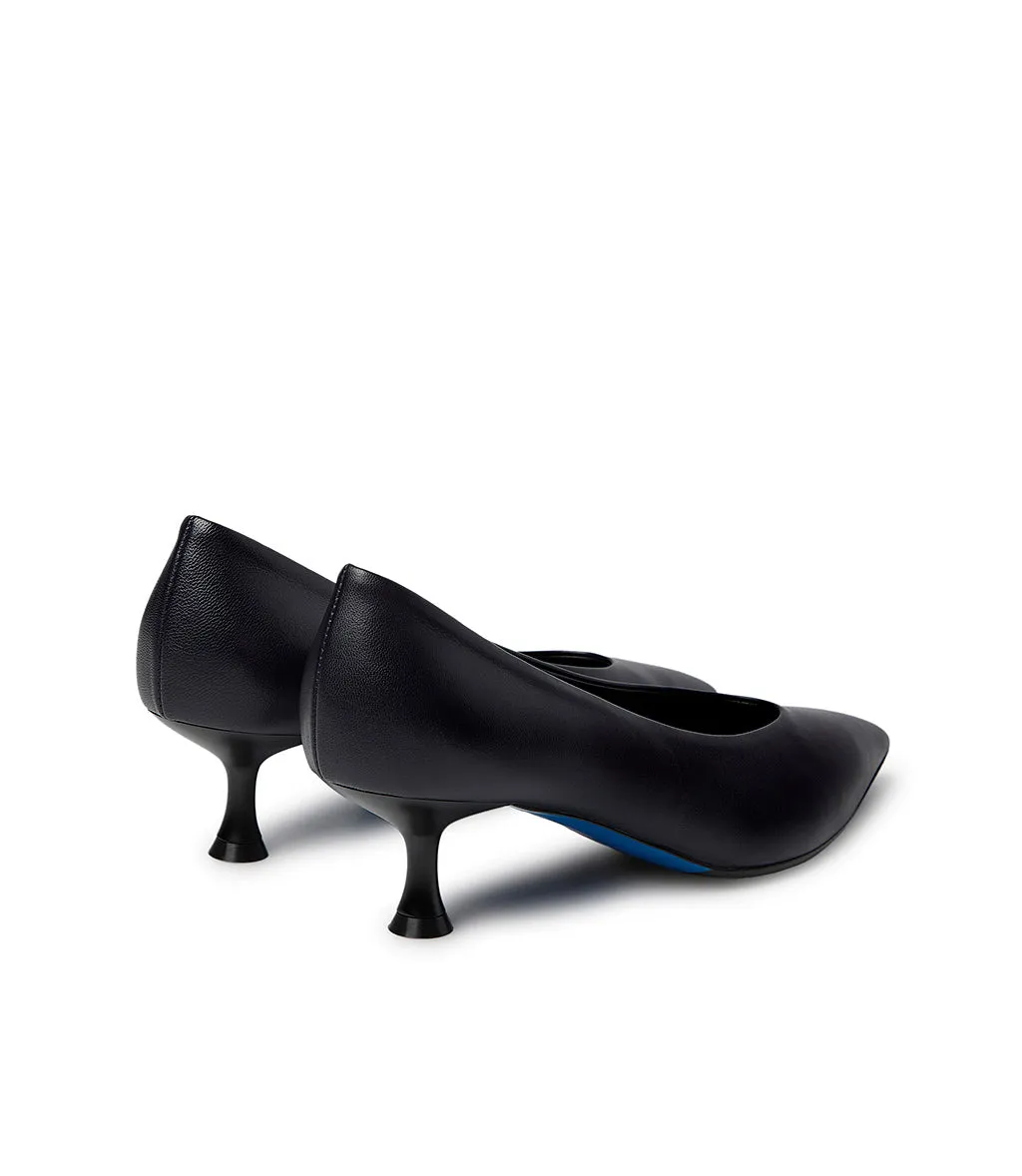 Navy blue nappa leather pumps