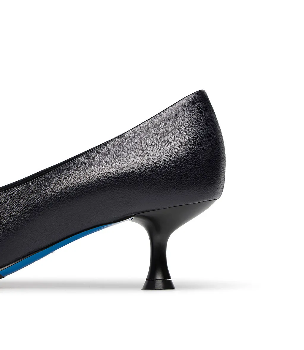 Navy blue nappa leather pumps