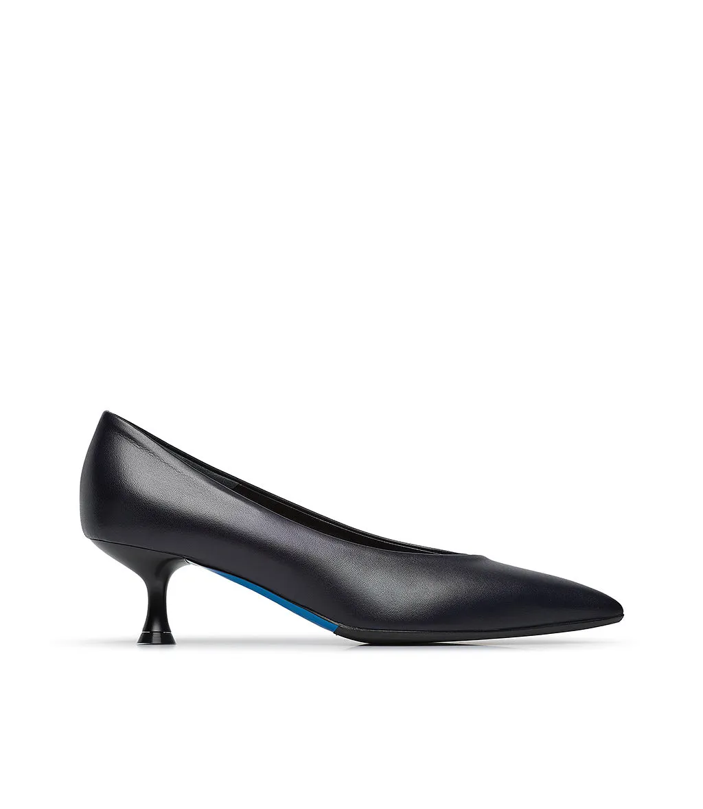 Navy blue nappa leather pumps