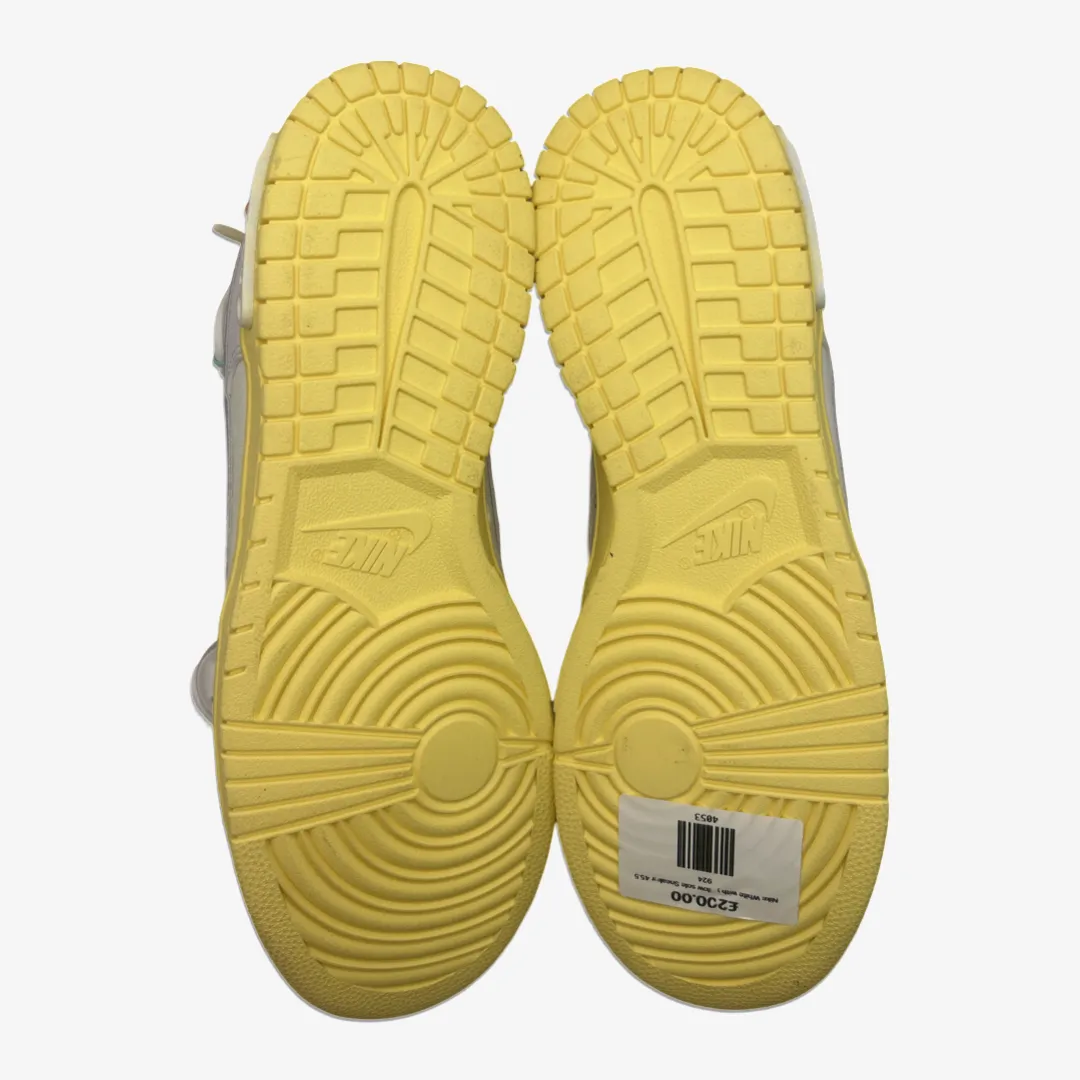 Nike x Off-White Dunk 'Lot 01' men's white leather sneakers with metallic tick