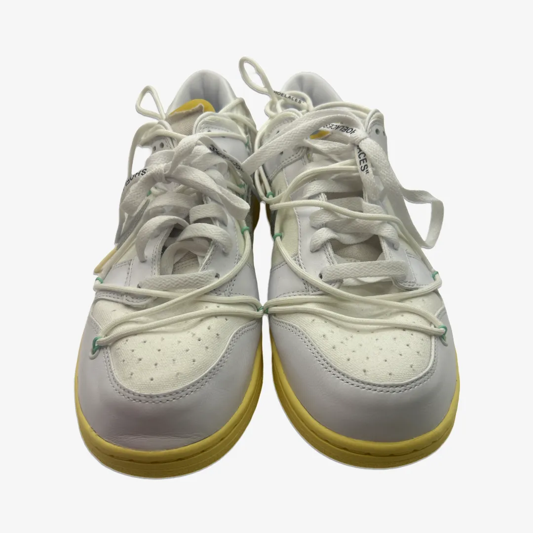 Nike x Off-White Dunk 'Lot 01' men's white leather sneakers with metallic tick