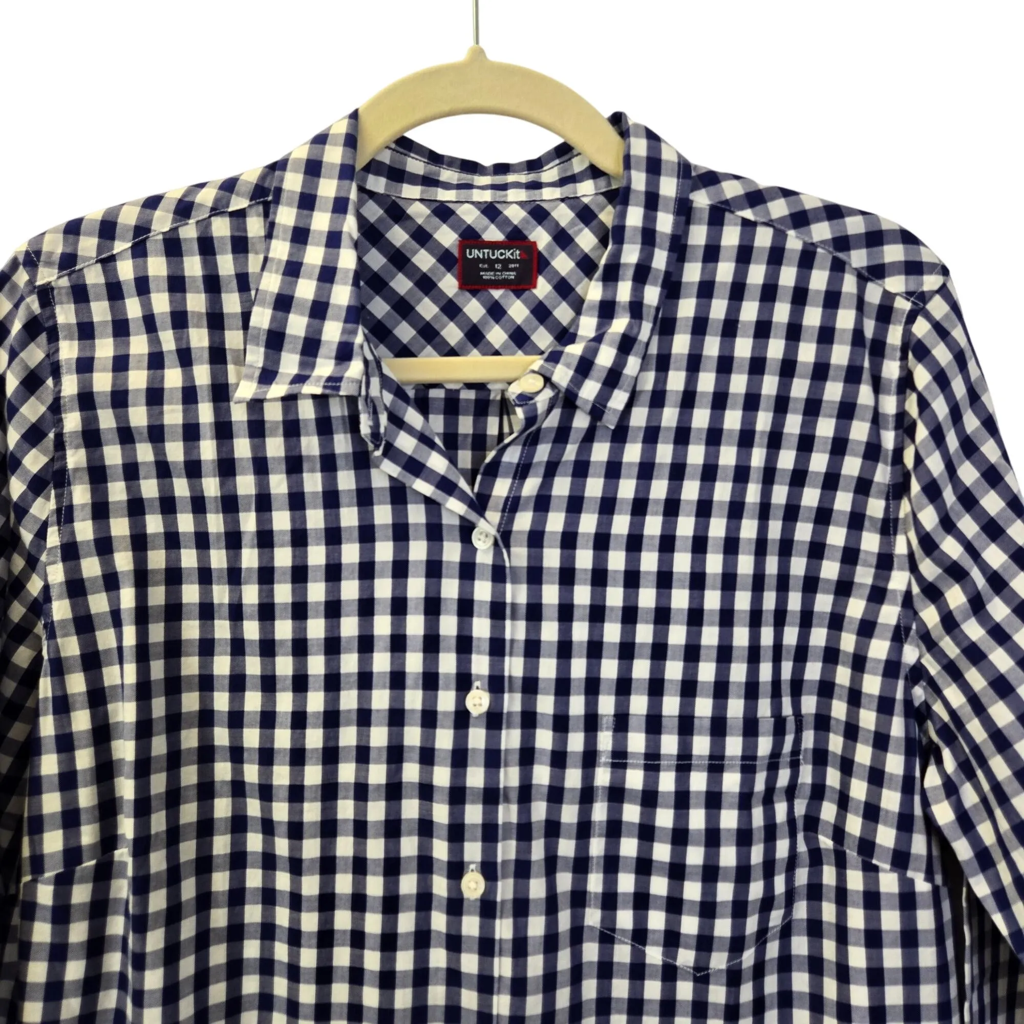 NWT UNTUCKit Bellleza Gingham Print Long Sleeve Button Down Shirt Size 12