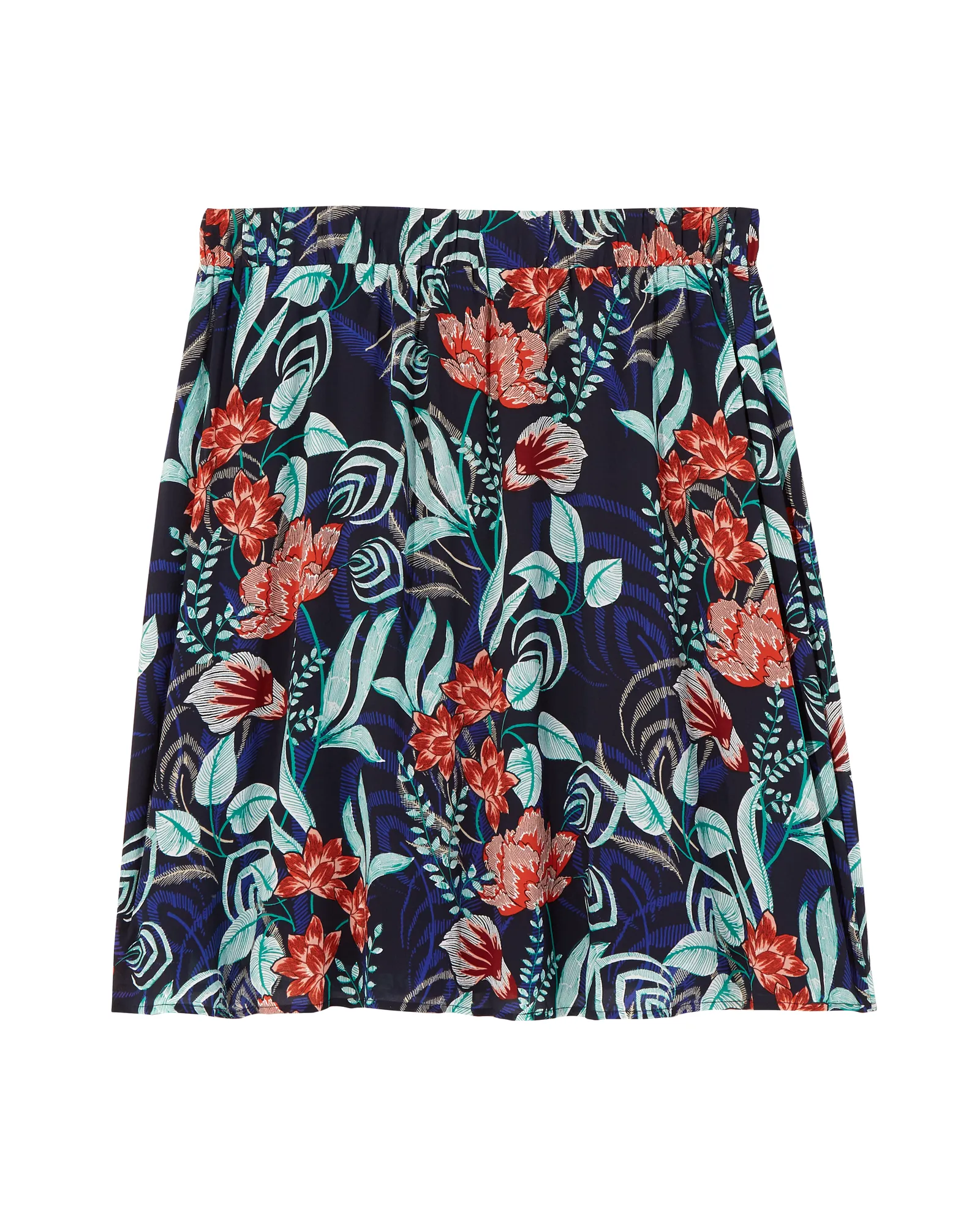 Orchid Elastic Waist A-Line Skirt | Navy / Orange