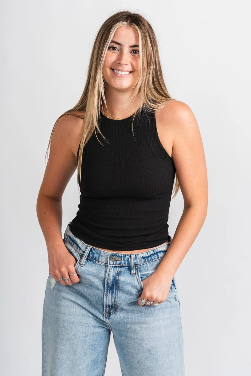 Ribbed tank top black