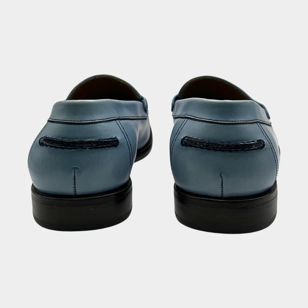 Salvatore Ferragamo men's light blue leather loafers