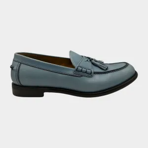 Salvatore Ferragamo men's light blue leather loafers