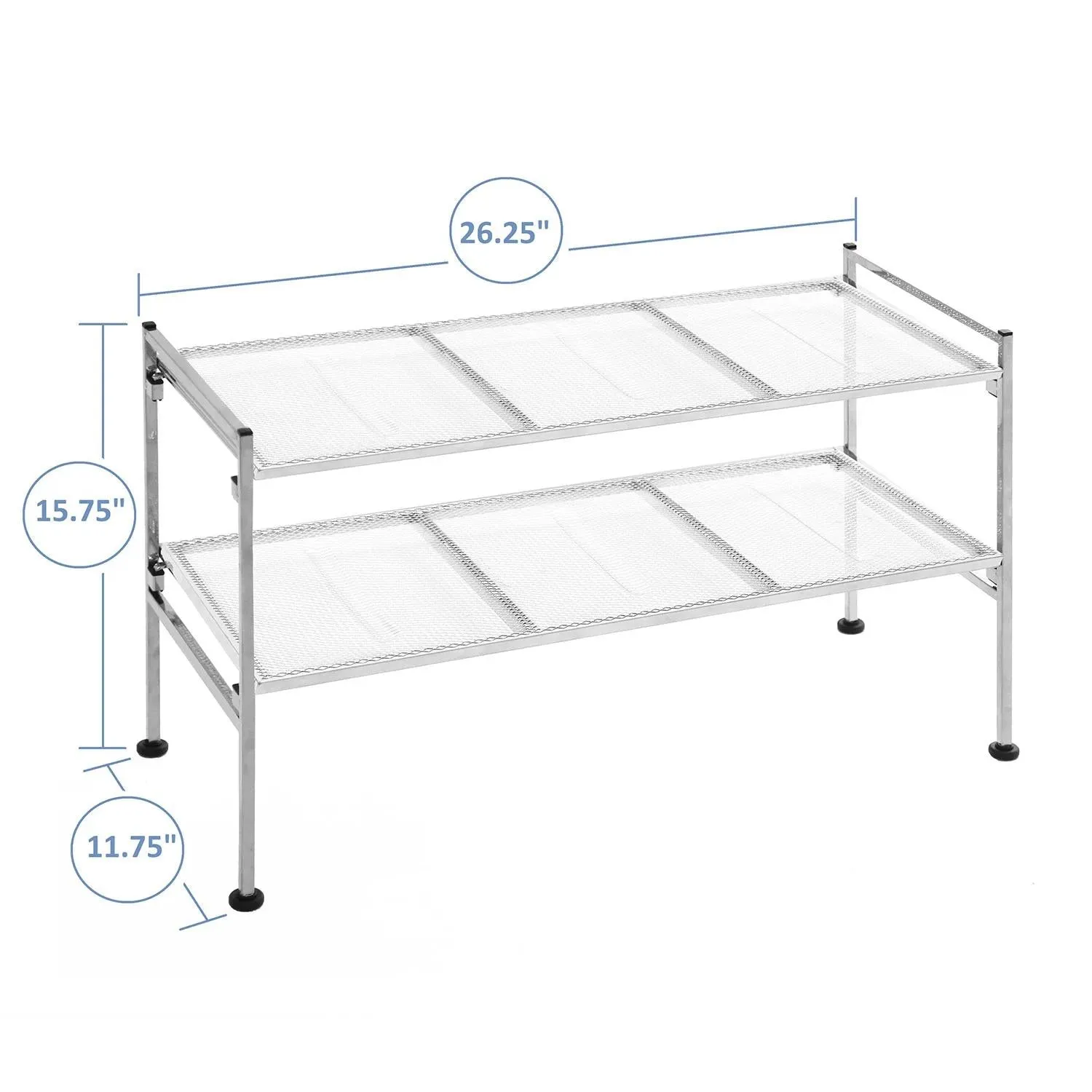 Seville Classics 2-Tier Steel Mesh Utility Shoe Rack, 26.25 W x 11.75 D x 15.75 H