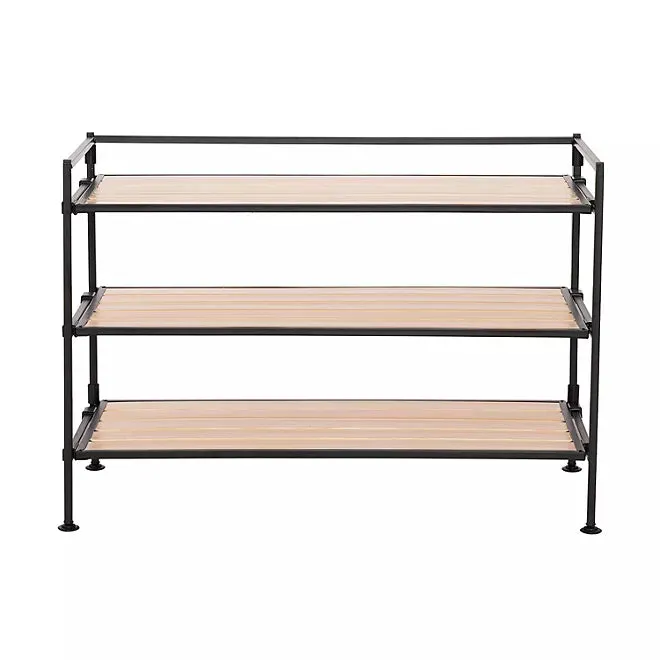 Seville Classics 3-Tier Resin Slat Shoe Rack, 26.5 W x 12.2 D x 19 H