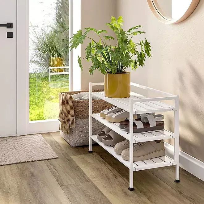Seville Classics 3-Tier Resin Slat Shoe Rack, 26.5 W x 12.2 D x 19 H