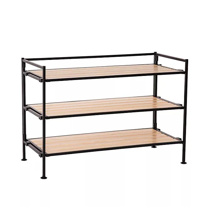 Seville Classics 3-Tier Resin Slat Shoe Rack, 26.5 W x 12.2 D x 19 H