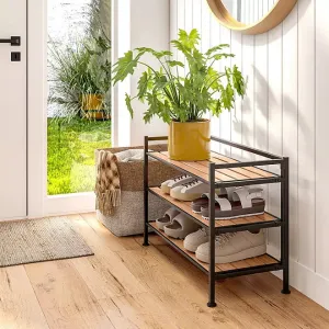 Seville Classics 3-Tier Resin Slat Shoe Rack, 26.5 W x 12.2 D x 19 H