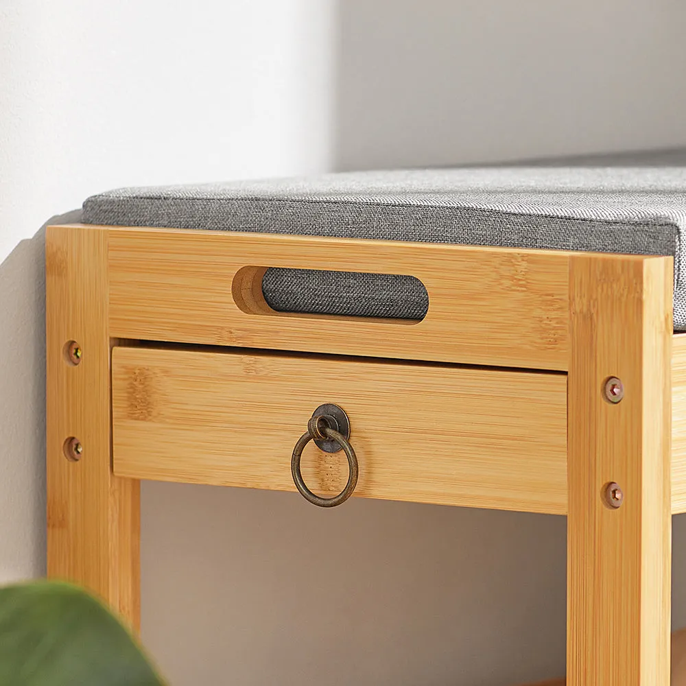 SoBuy Shoe Rack Bamboo Shoe Bench with Lift Up Bench Top and Seat Cushion FSR49-N