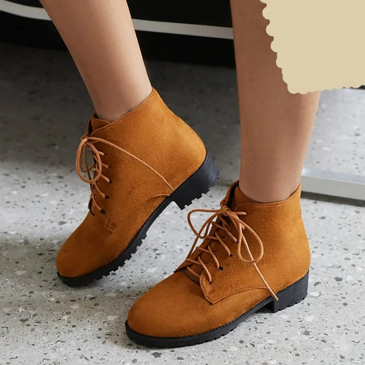 Work Boots for Women Ankle Warm Booties for Women Cute Womens Boots Non Slip Work Shoes Women Cover Heel Round Toe Lug Sole Low Heel Chelsea Fashion