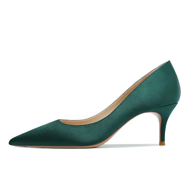 xiangtuibao Elegant New Office Women Pumps Sexy Thin High Heels Woman Dress Wedding Party Shoes Stiletto Red Green Ladies Silk Shoes O0007